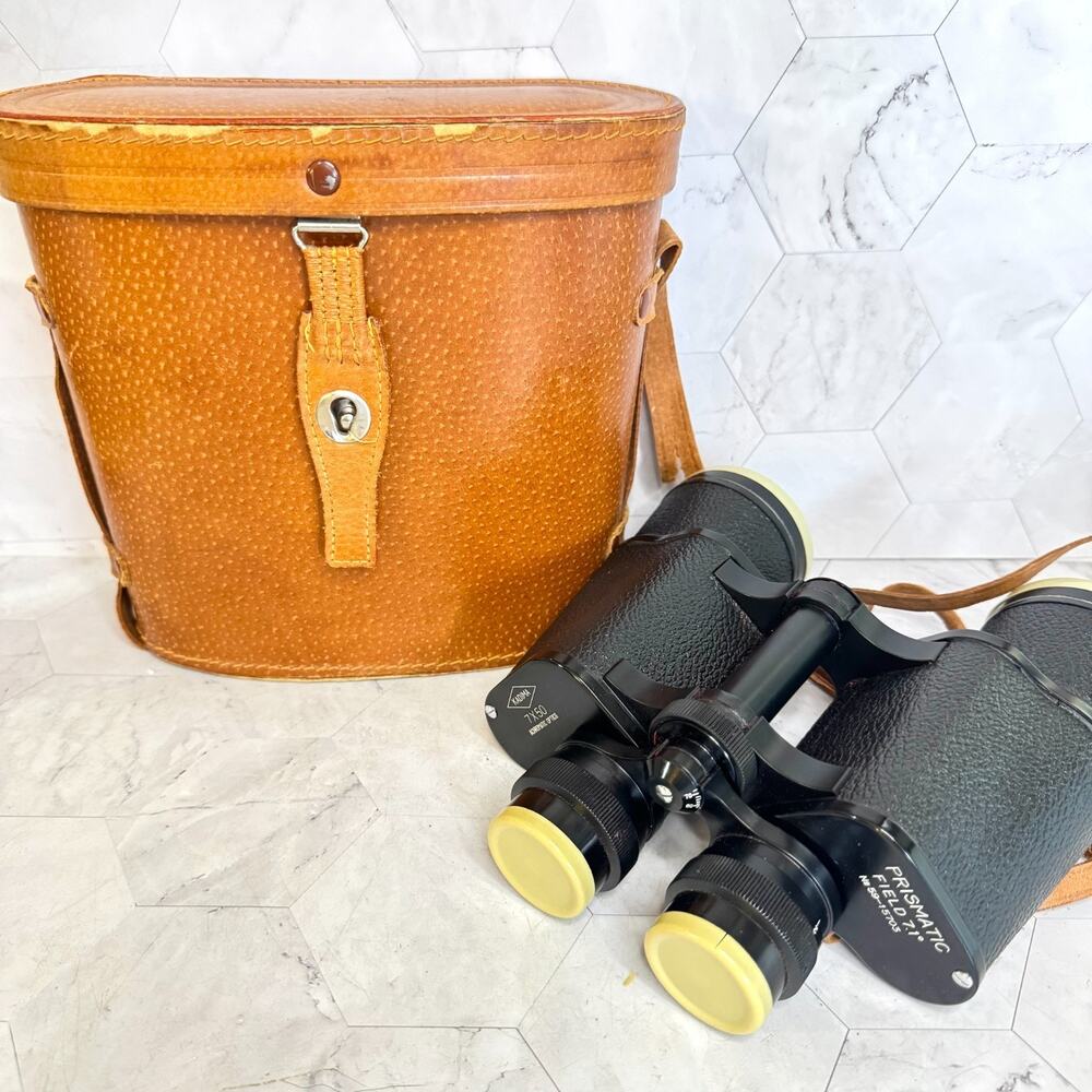 Vtg Kadima Prismatic Binoculars 7x50 Achromatic Optics 7.1° Field Case 59-15703